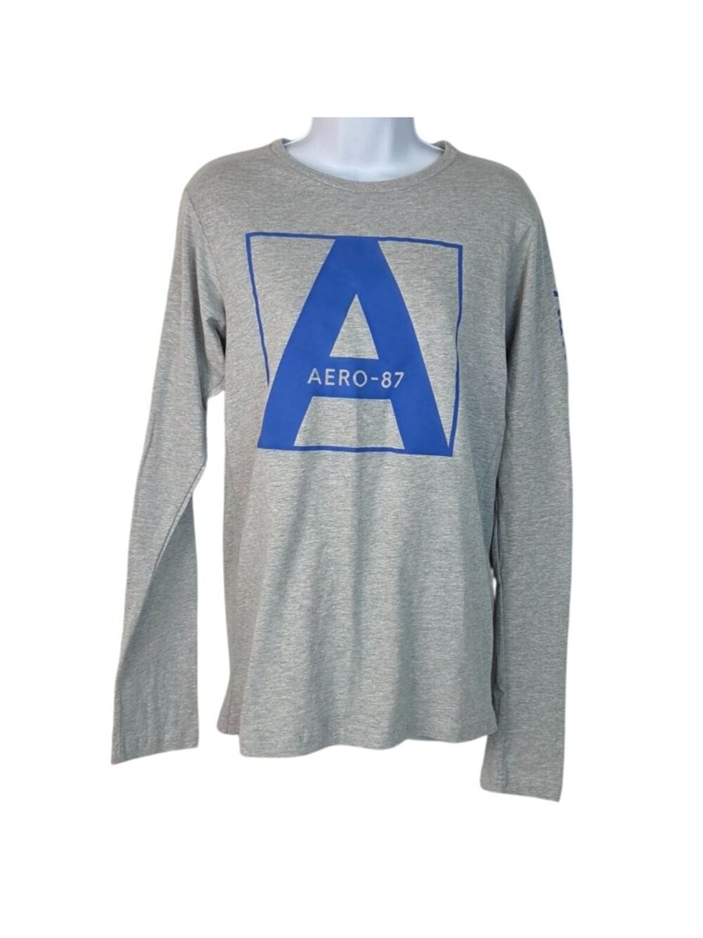 Aeropostale Mens Aero-87 Long Sleeve Heather Grey T-Shirt Size S NWT